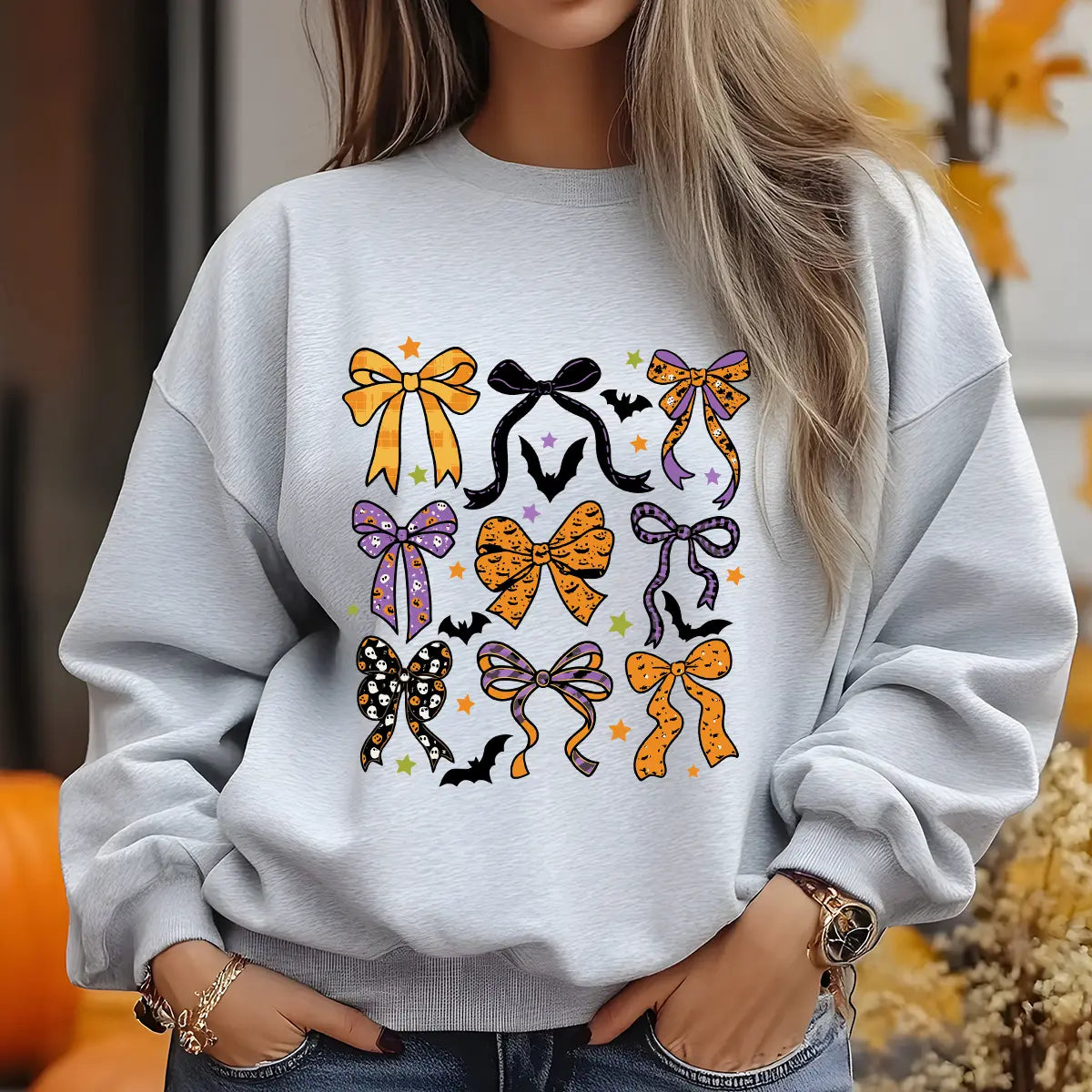 Sweatshirt featuring a Christmas-themed DTF transfer.