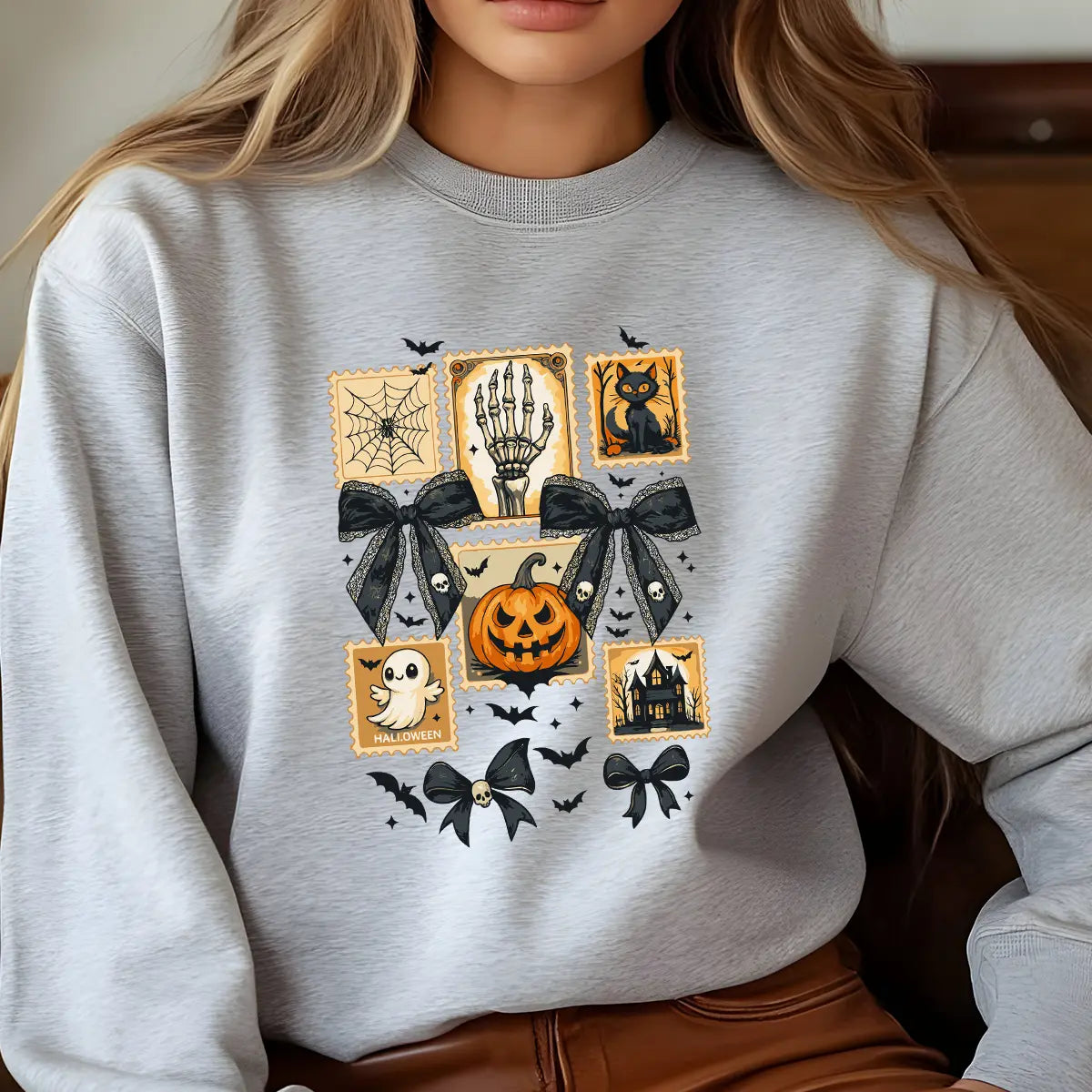 Sweatshirt featuring a Christmas-themed DTF transfer.