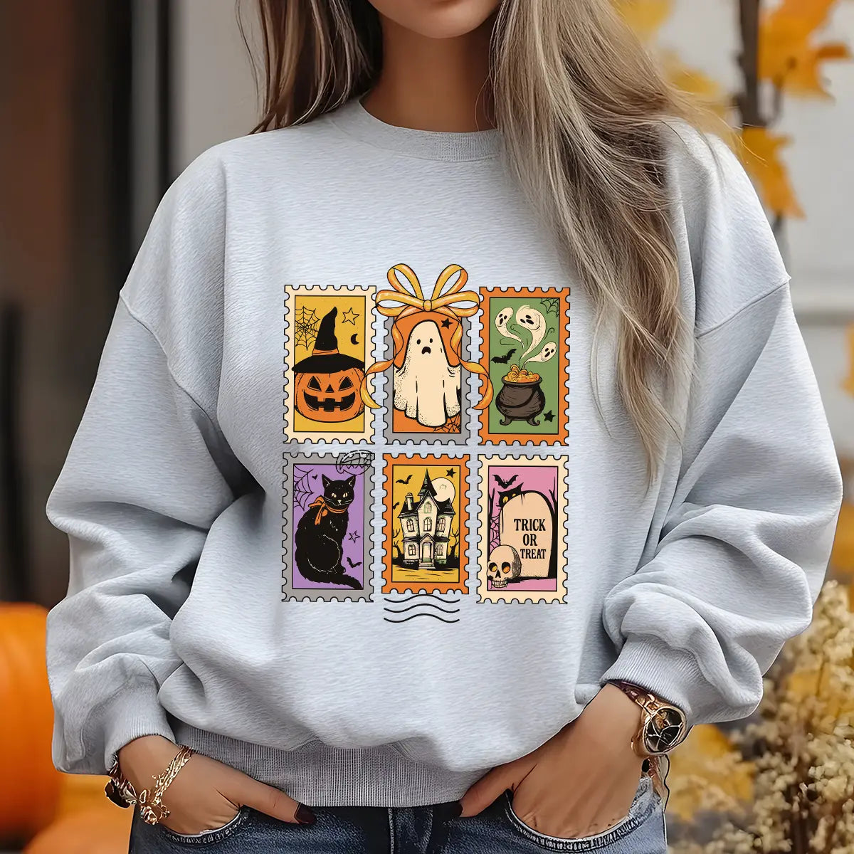 Sweatshirt featuring a Christmas-themed DTF transfer.