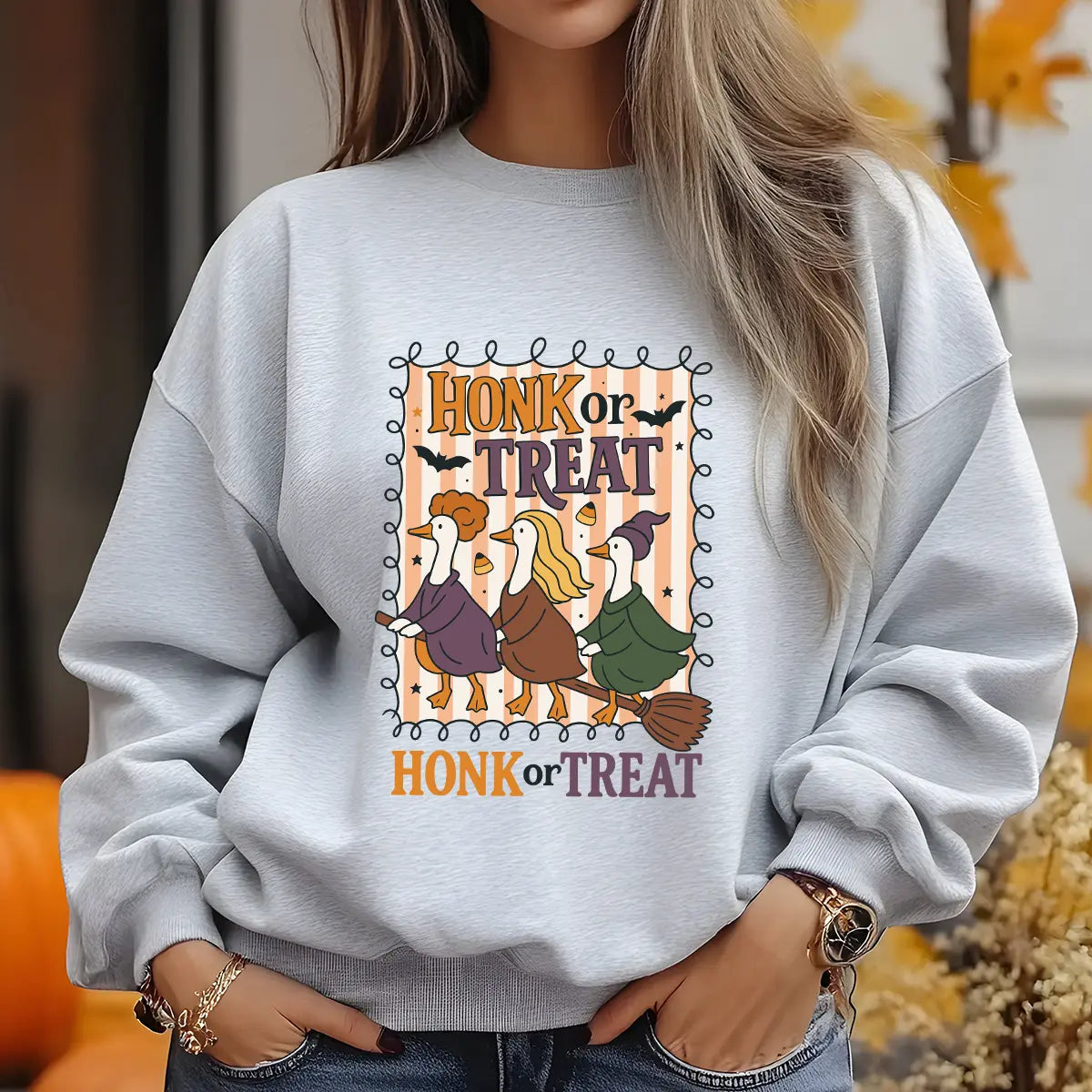 Sweatshirt featuring a Christmas-themed DTF transfer.