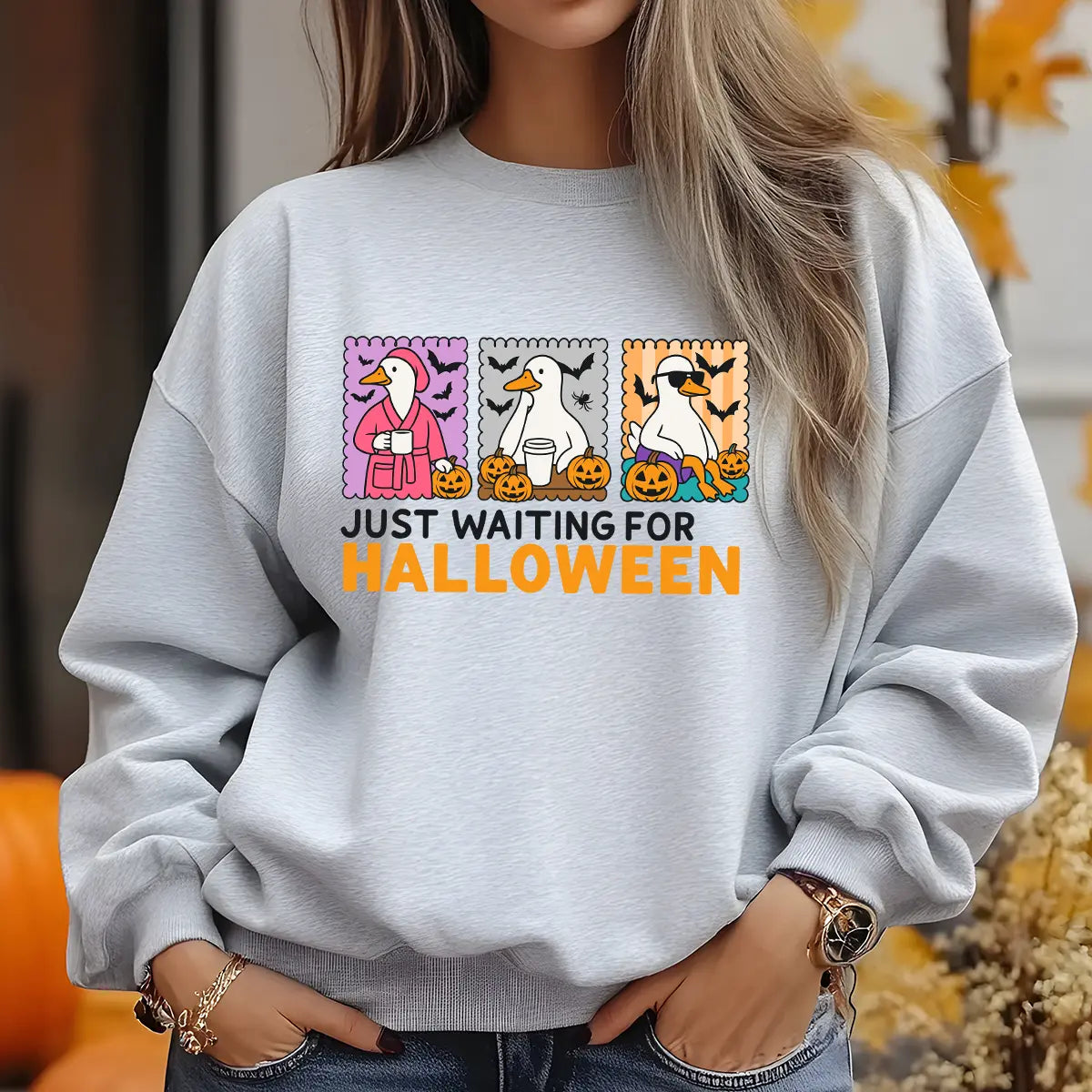 Sweatshirt featuring a Christmas-themed DTF transfer.