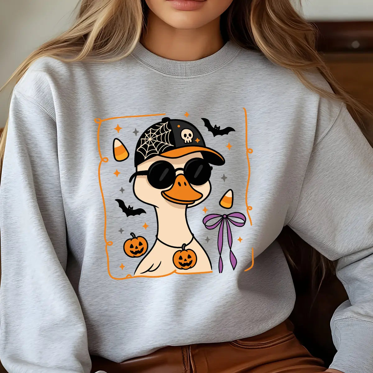 Sweatshirt featuring a Christmas-themed DTF transfer.