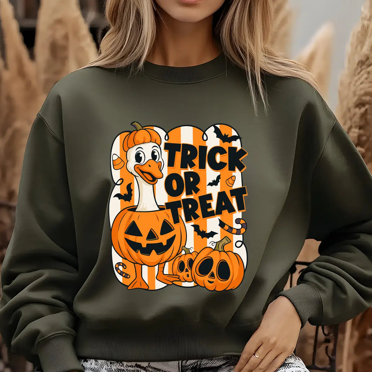 Sweatshirt featuring a Christmas-themed DTF transfer.