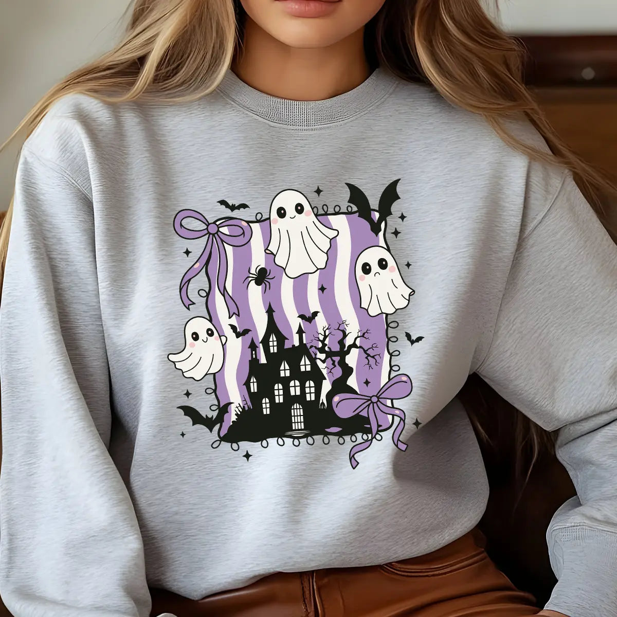 Sweatshirt featuring a Christmas-themed DTF transfer.