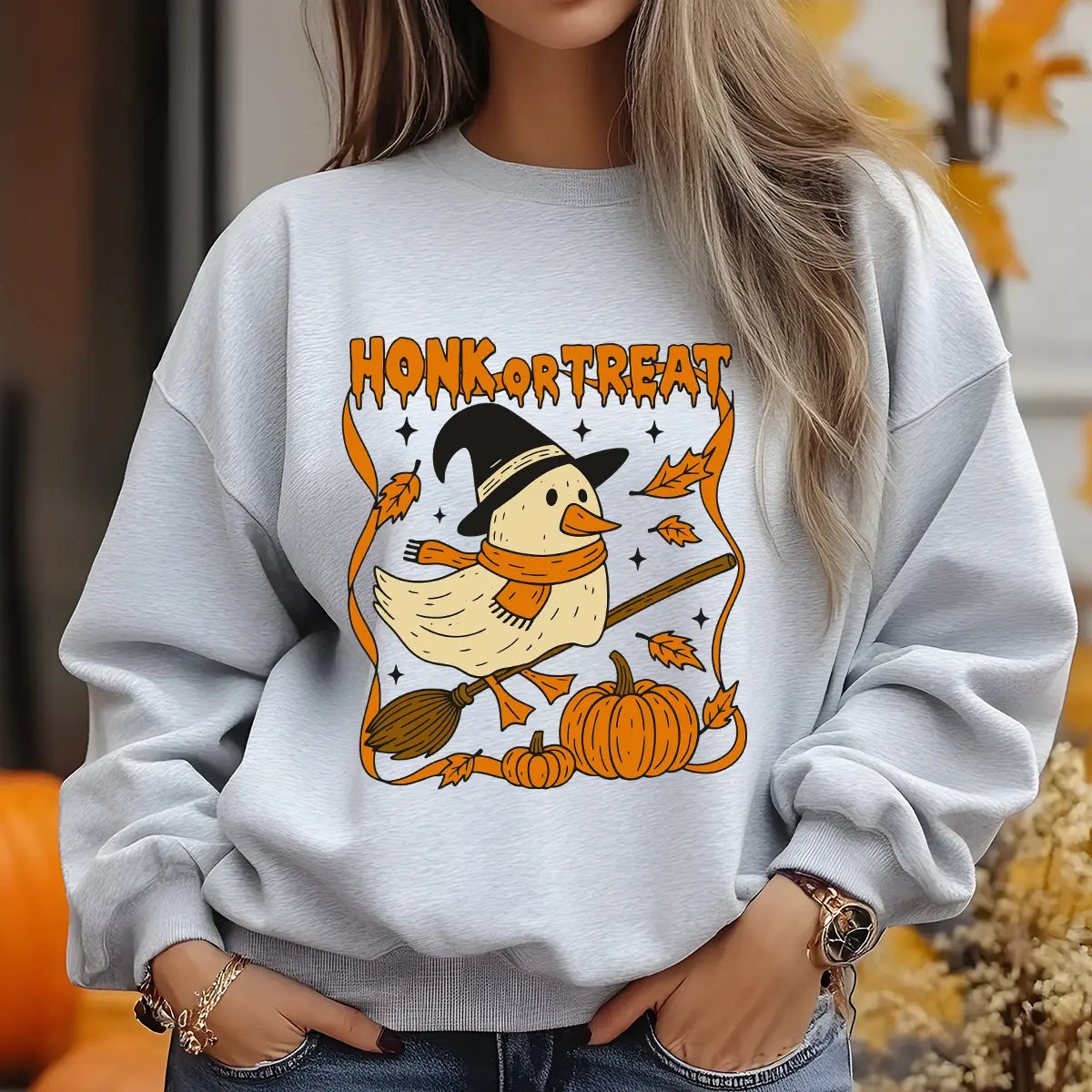 Sweatshirt featuring a Christmas-themed DTF transfer.