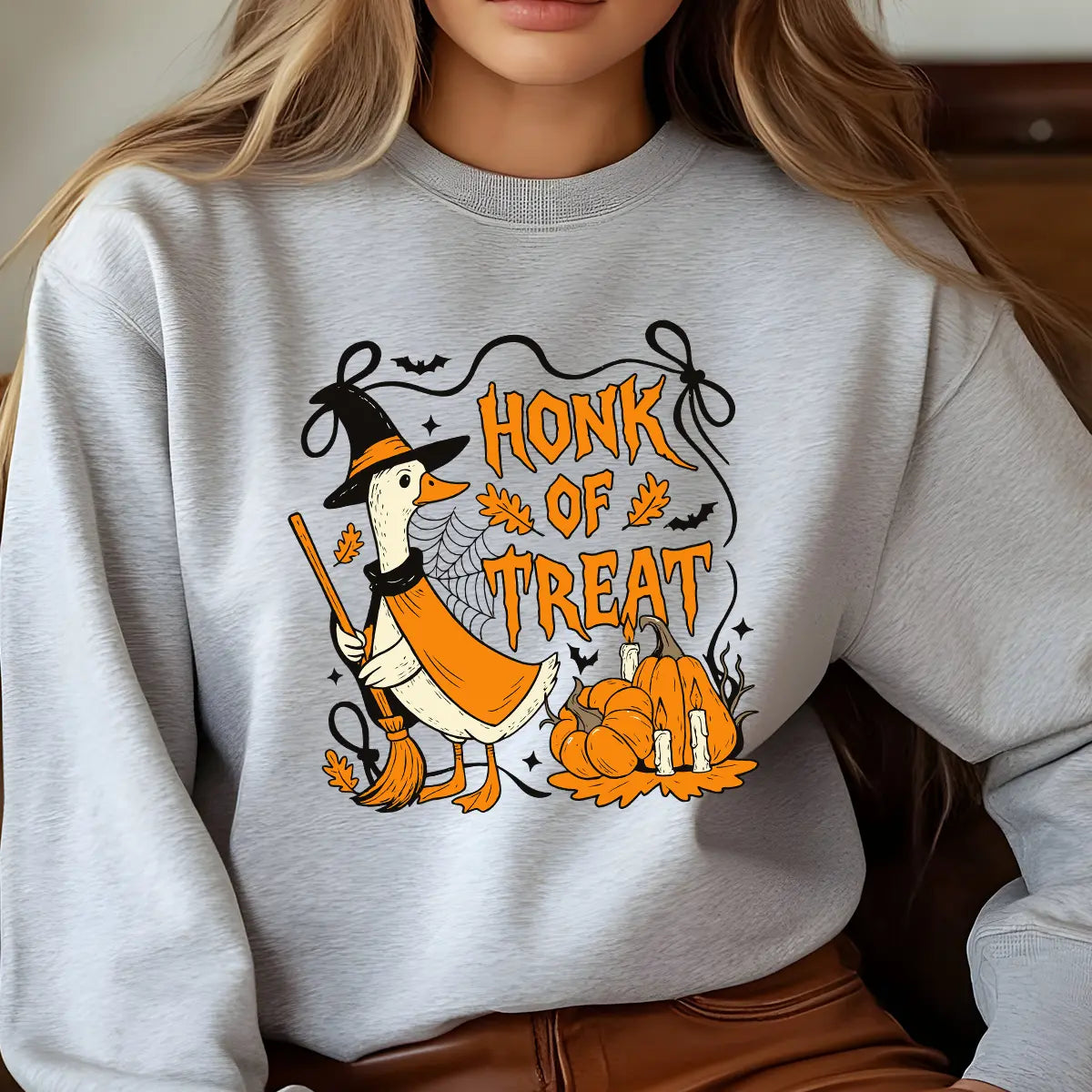 Sweatshirt featuring a Christmas-themed DTF transfer.