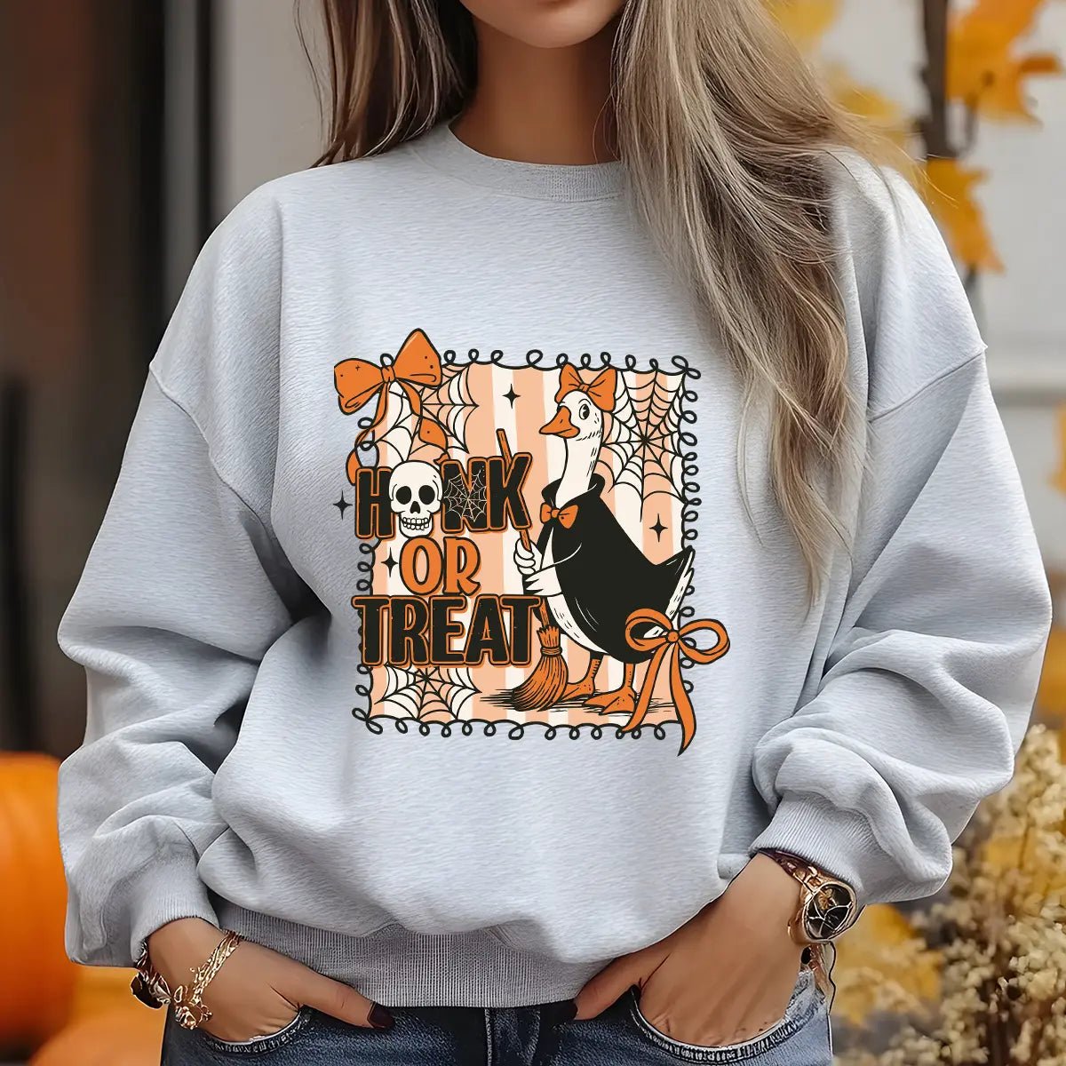 Sweatshirt featuring a Christmas-themed DTF transfer.