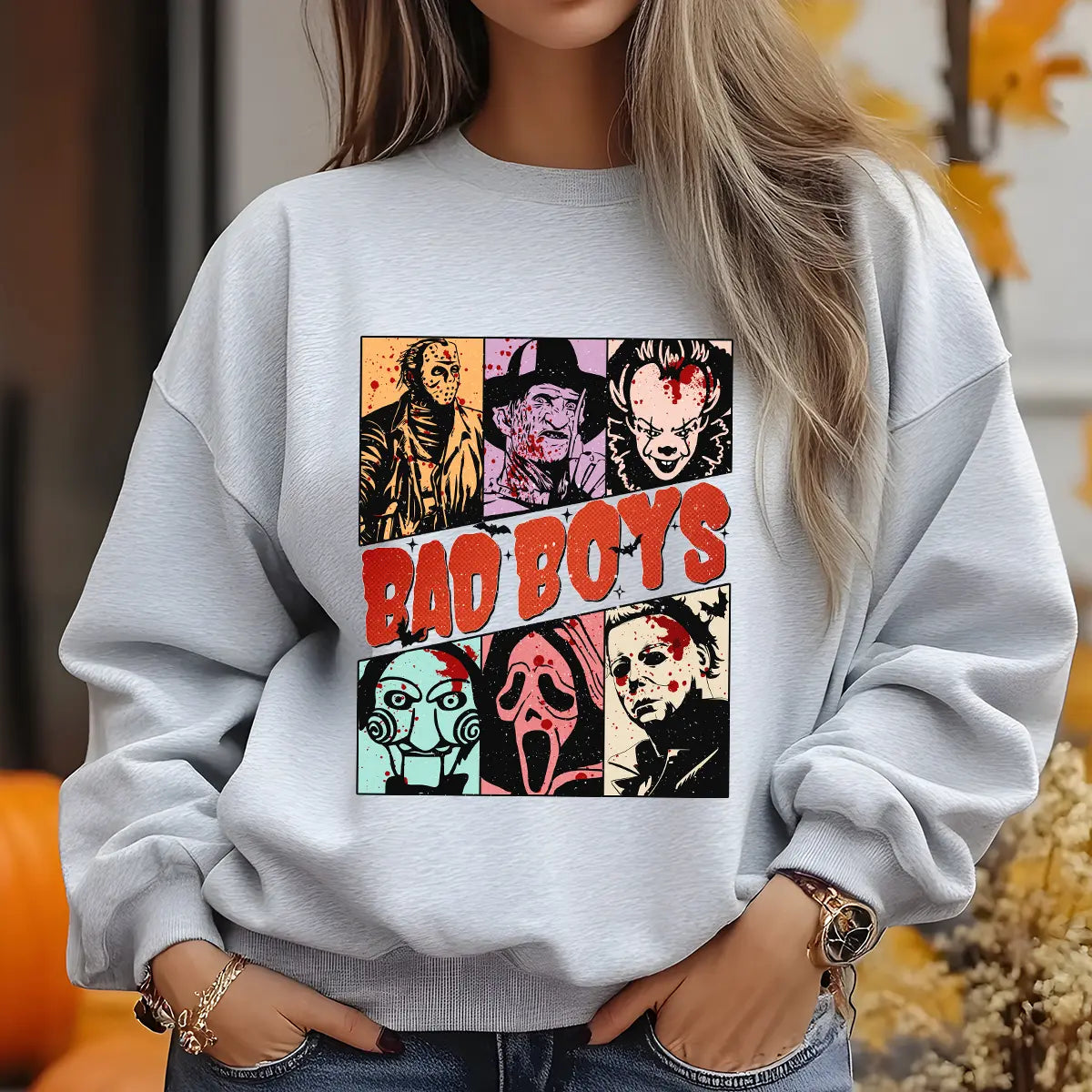 Sweatshirt featuring a Christmas-themed DTF transfer.