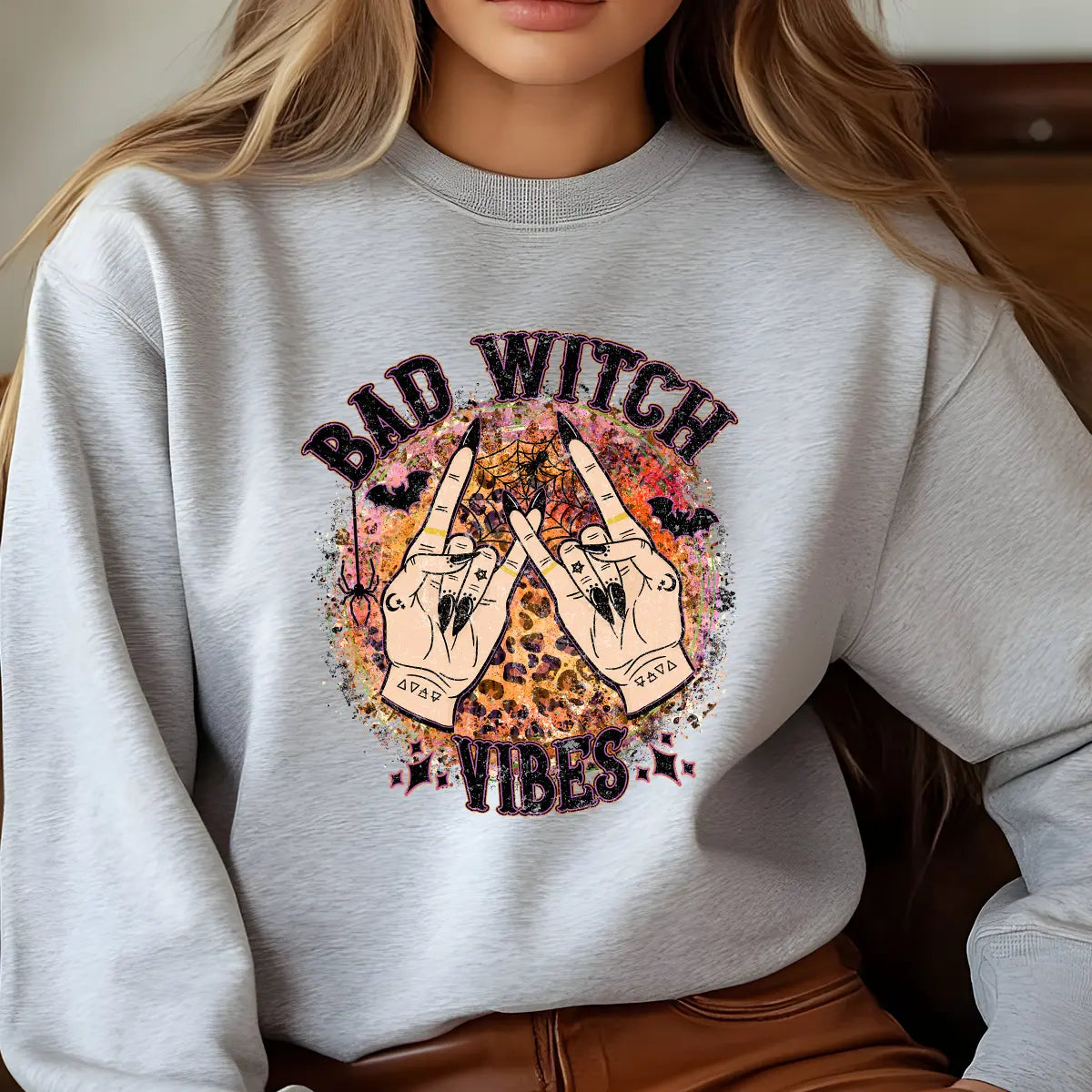 Sweatshirt featuring a Christmas-themed DTF transfer.