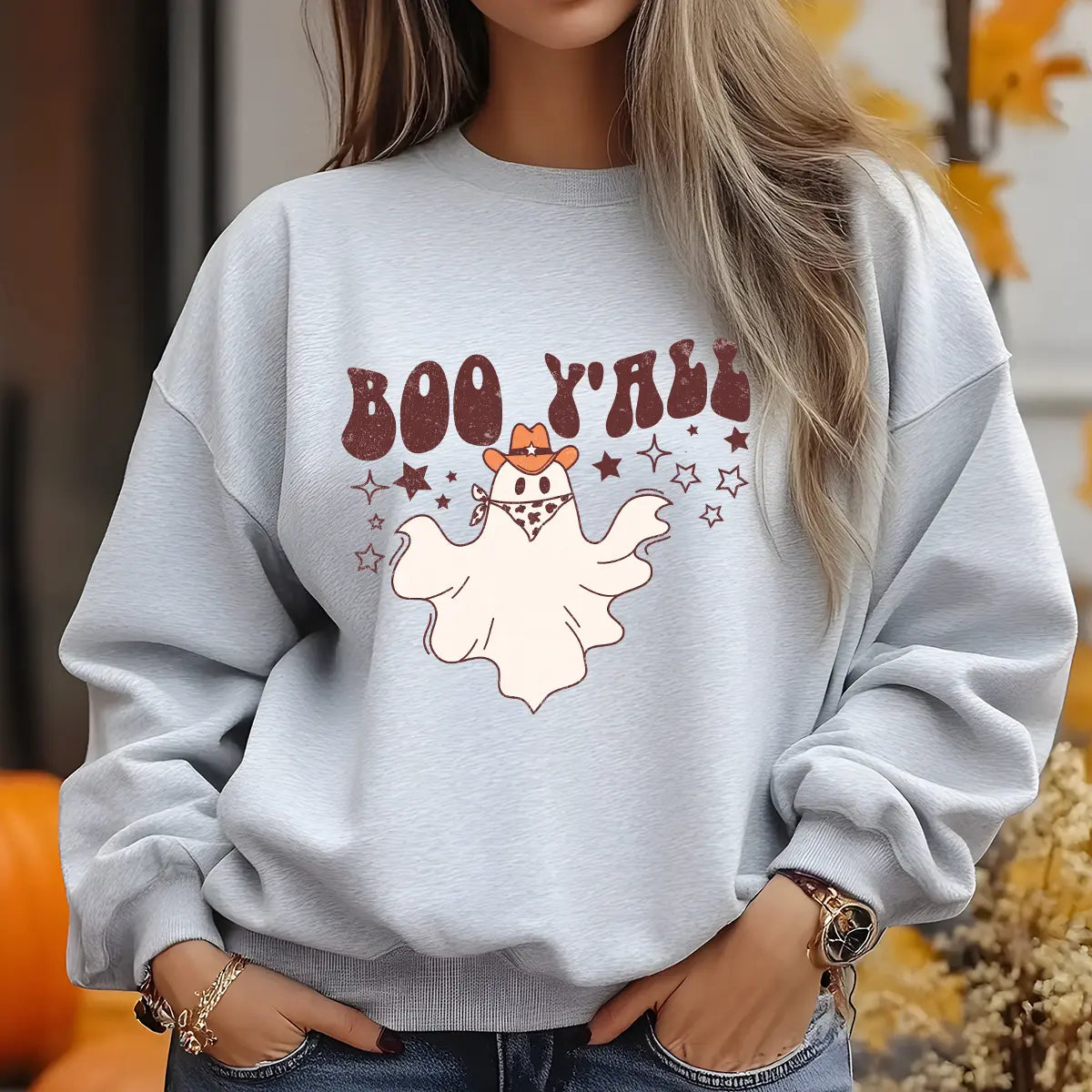 Sweatshirt featuring a Christmas-themed DTF transfer.