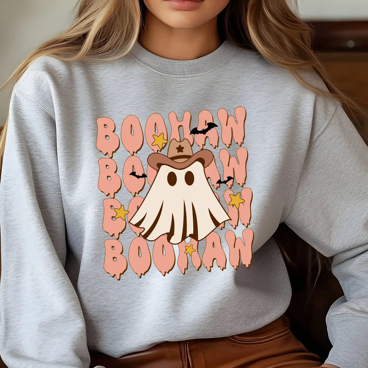 Sweatshirt featuring a Christmas-themed DTF transfer.