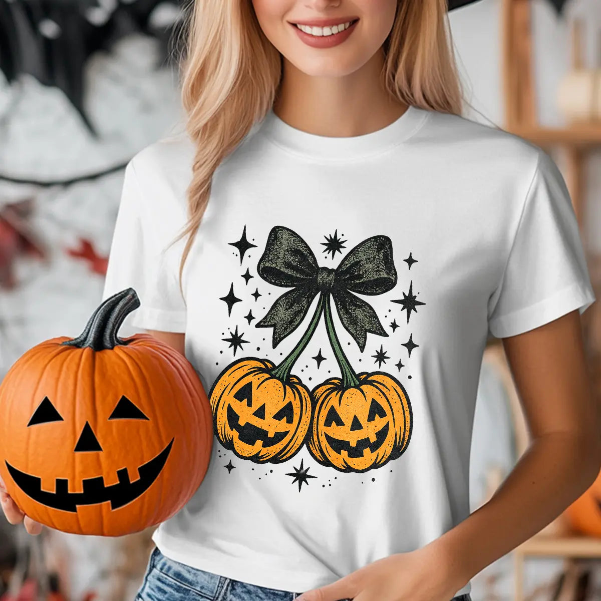 Sweatshirt featuring a Christmas-themed DTF transfer.