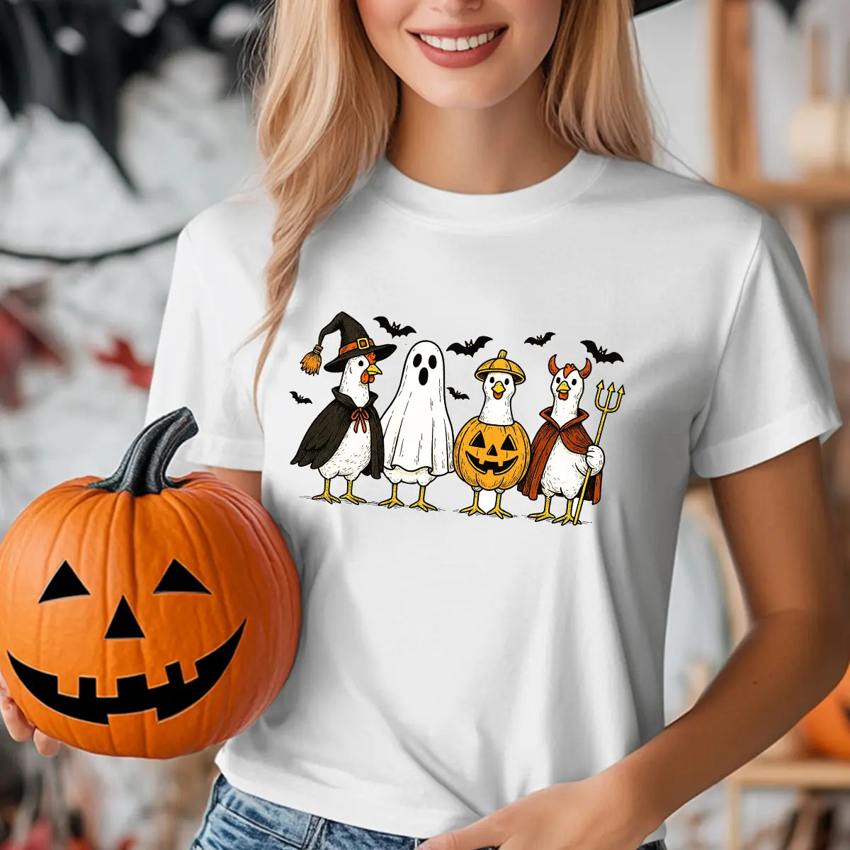 Sweatshirt featuring a Christmas-themed DTF transfer.