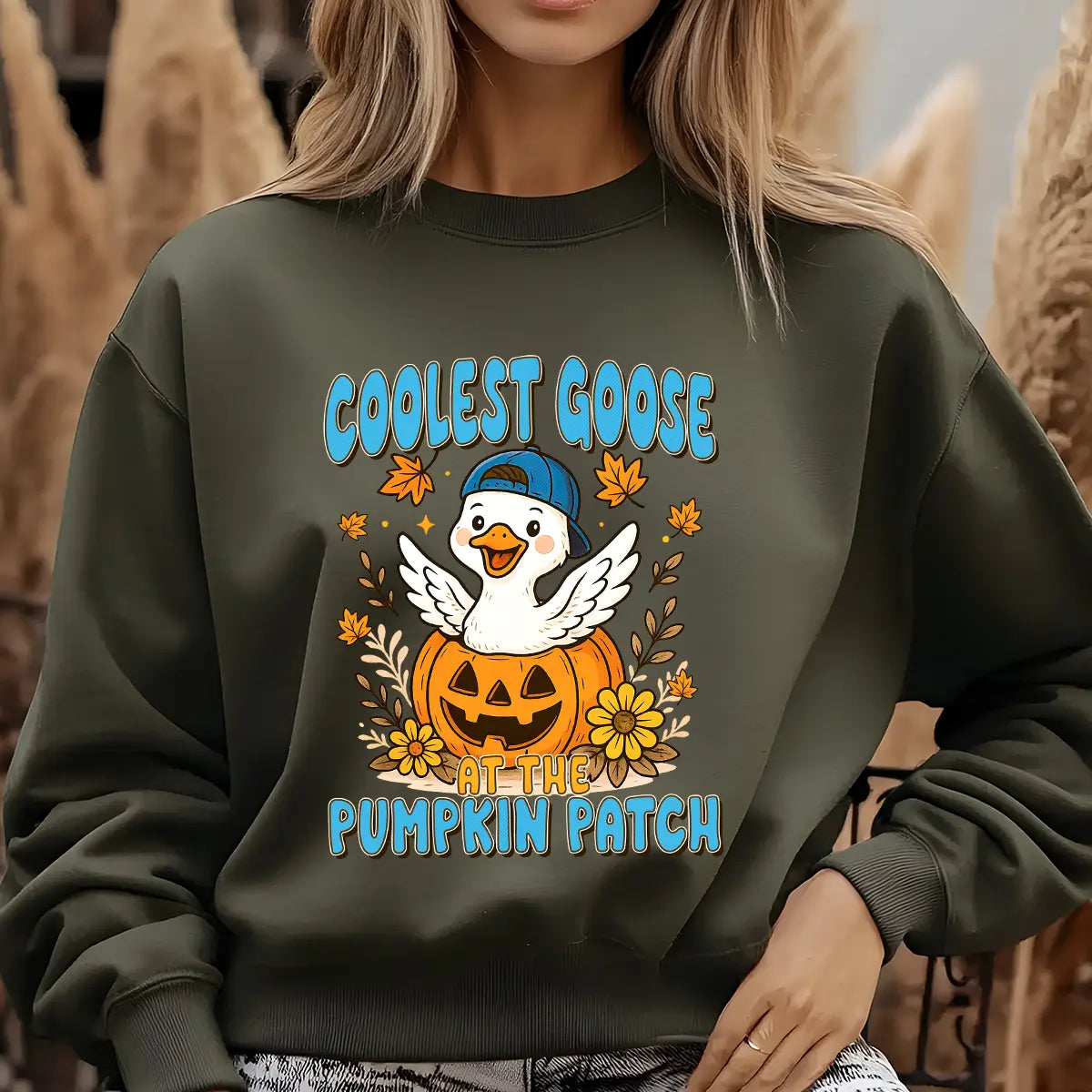 Sweatshirt featuring a Christmas-themed DTF transfer.