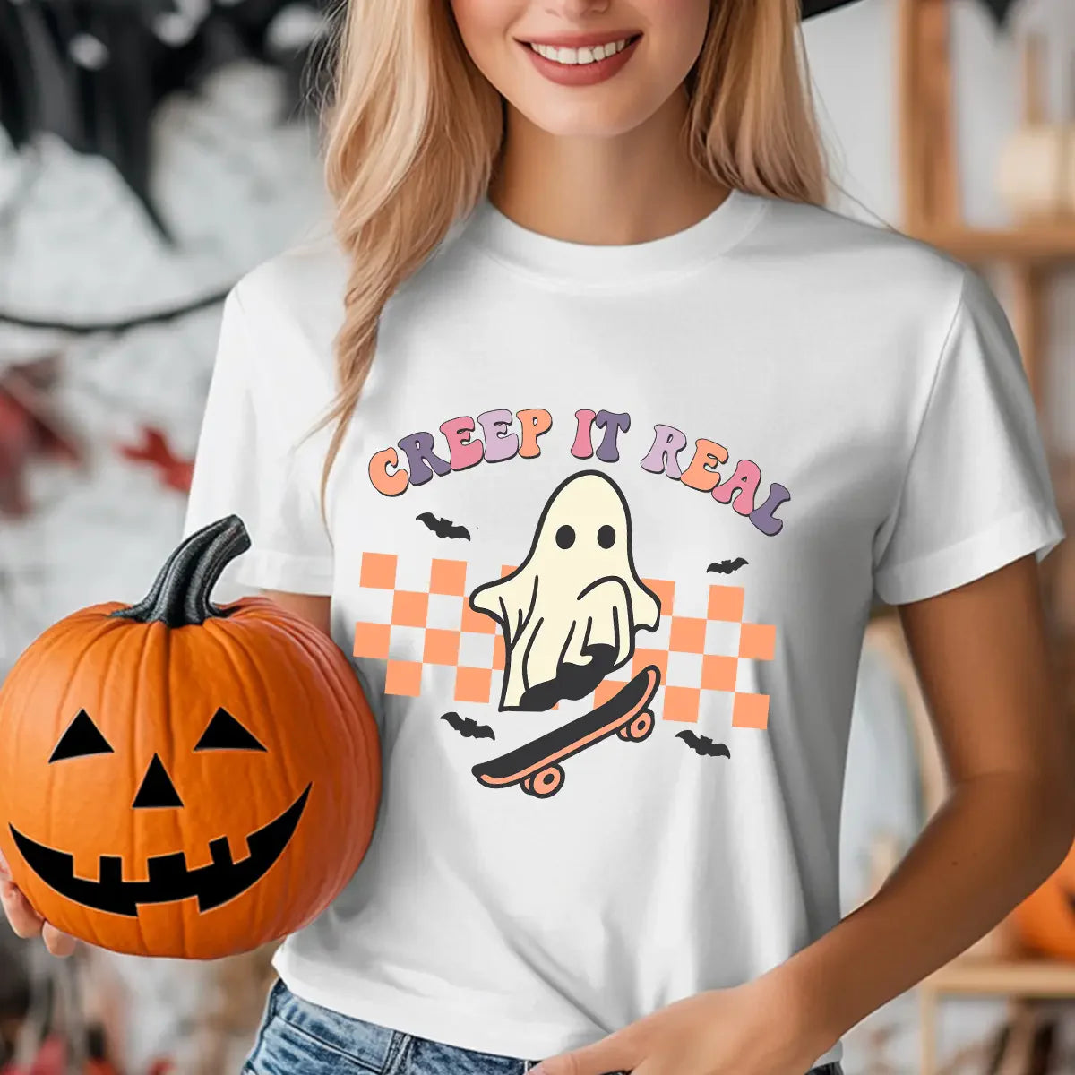 Sweatshirt featuring a Christmas-themed DTF transfer.