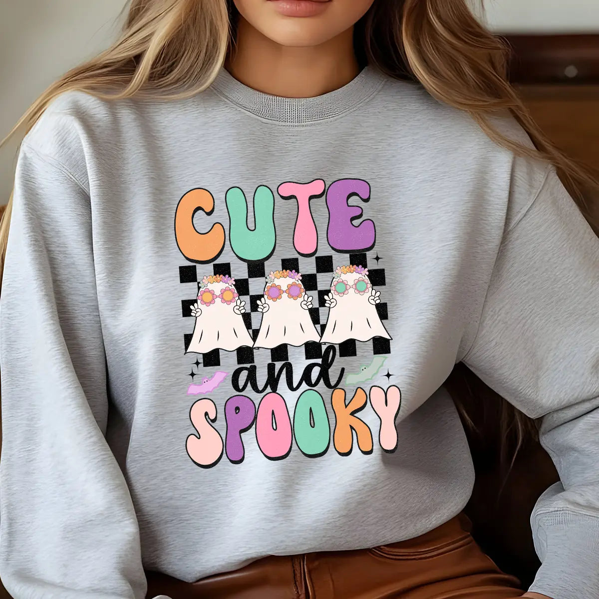 Sweatshirt featuring a Christmas-themed DTF transfer.