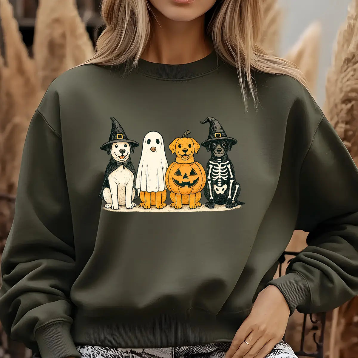 Sweatshirt featuring a Christmas-themed DTF transfer.