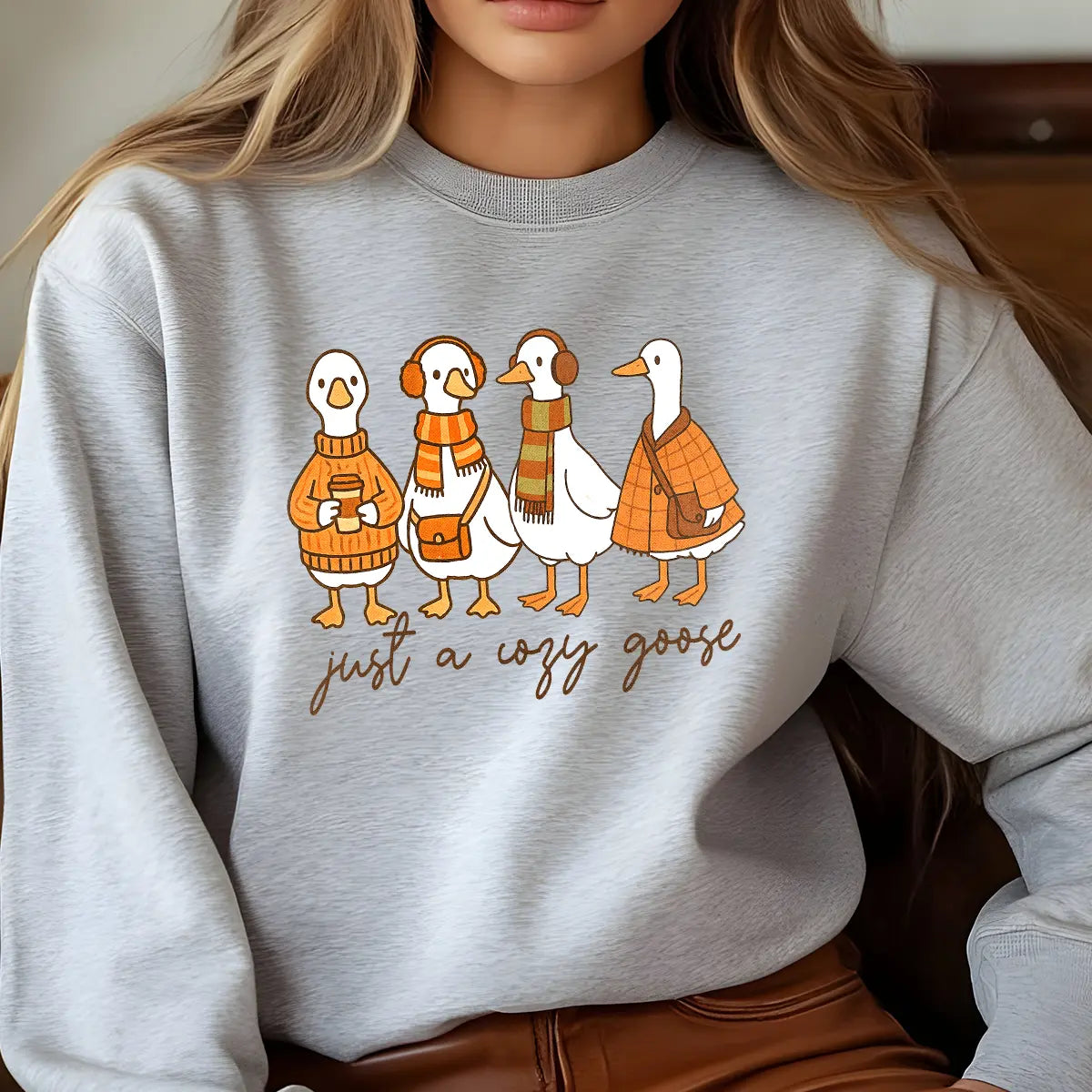 Sweatshirt featuring a Christmas-themed DTF transfer.