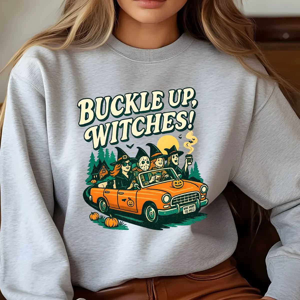 Sweatshirt featuring a Christmas-themed DTF transfer.
