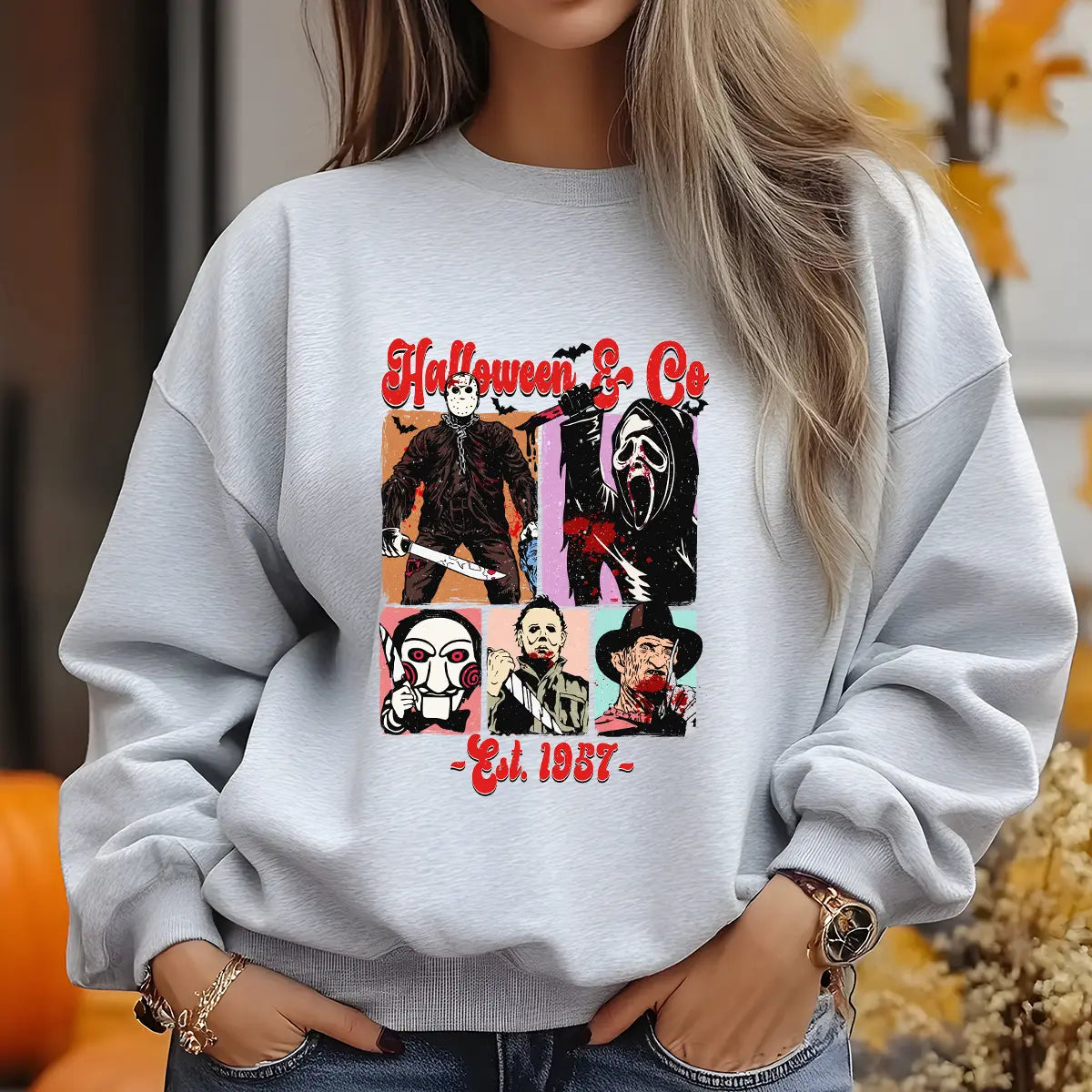 Sweatshirt featuring a Christmas-themed DTF transfer.