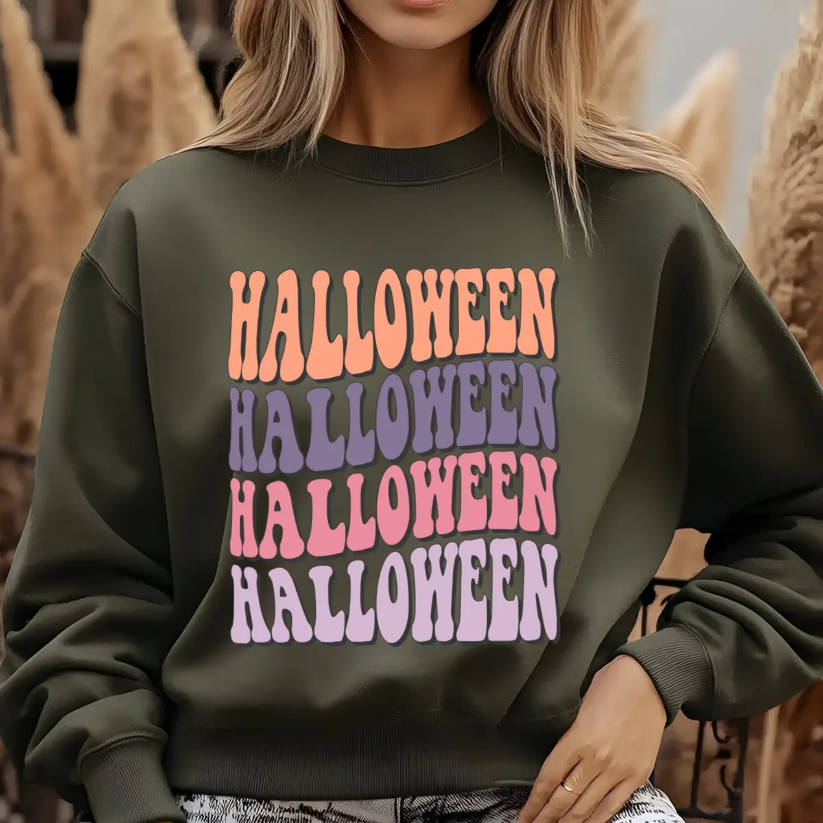 Sweatshirt featuring a Christmas-themed DTF transfer.