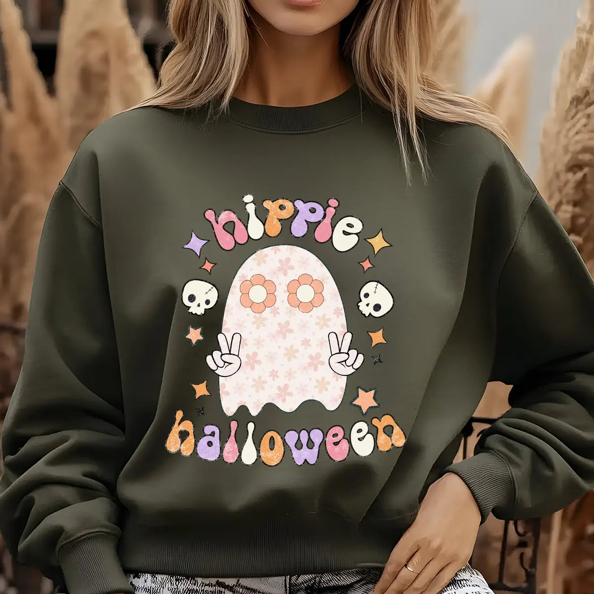 Sweatshirt featuring a Christmas-themed DTF transfer.