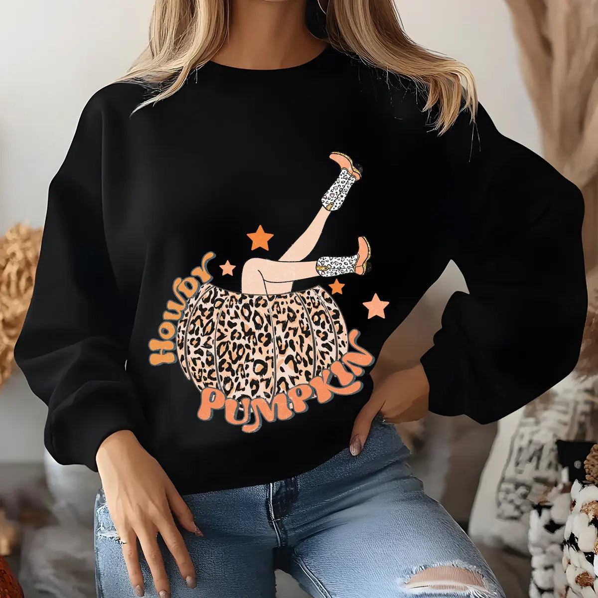 Sweatshirt featuring a Christmas-themed DTF transfer.