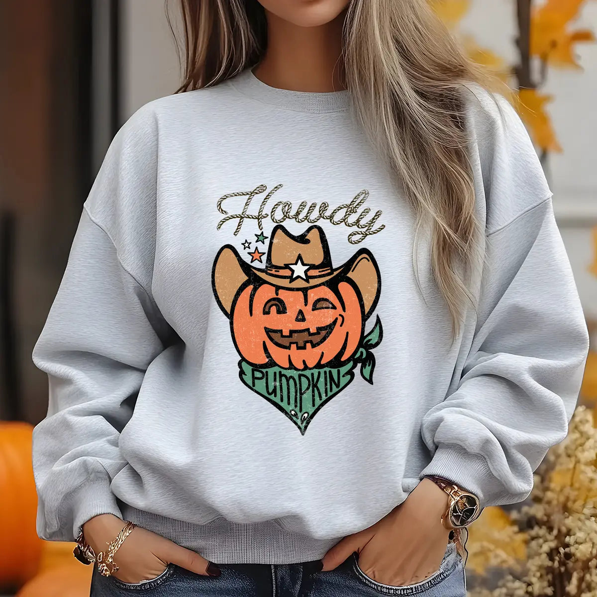 Sweatshirt featuring a Christmas-themed DTF transfer.