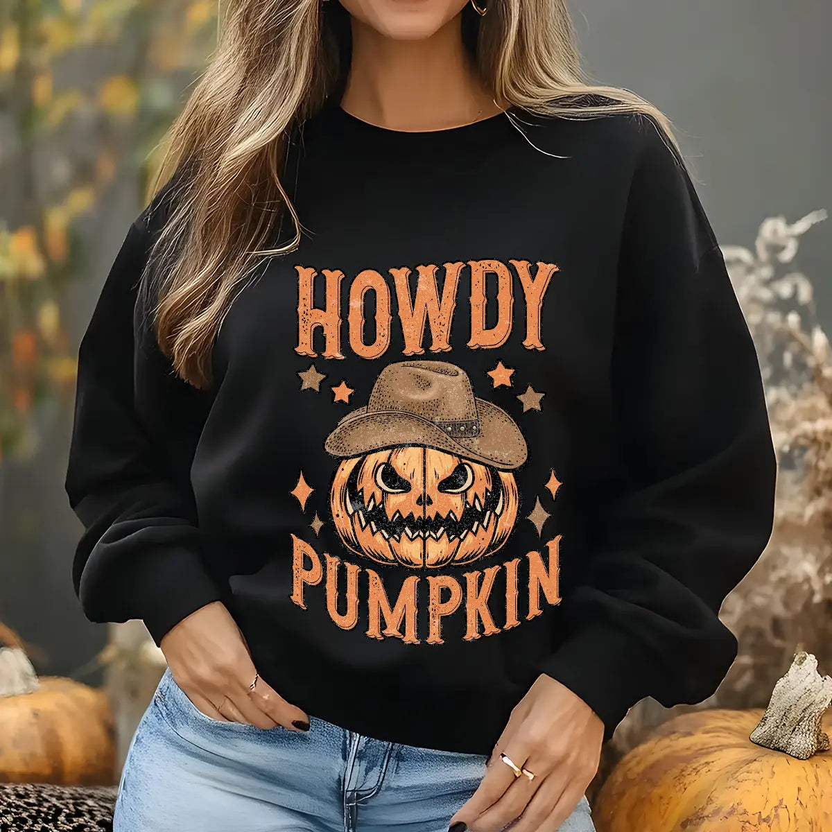 Sweatshirt featuring a Christmas-themed DTF transfer.