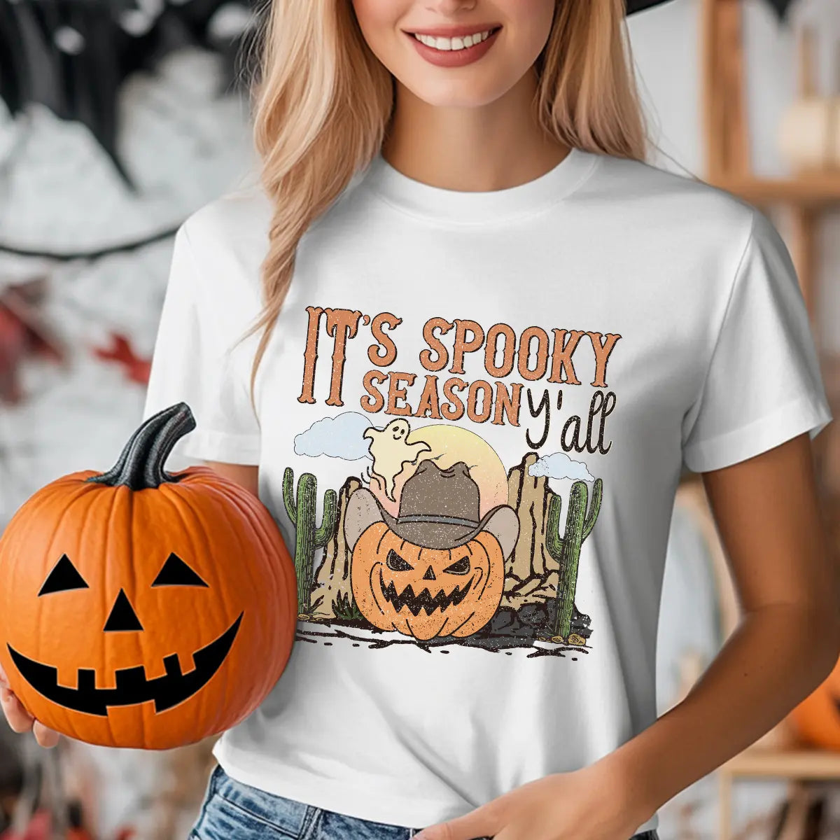 Sweatshirt featuring a Christmas-themed DTF transfer.