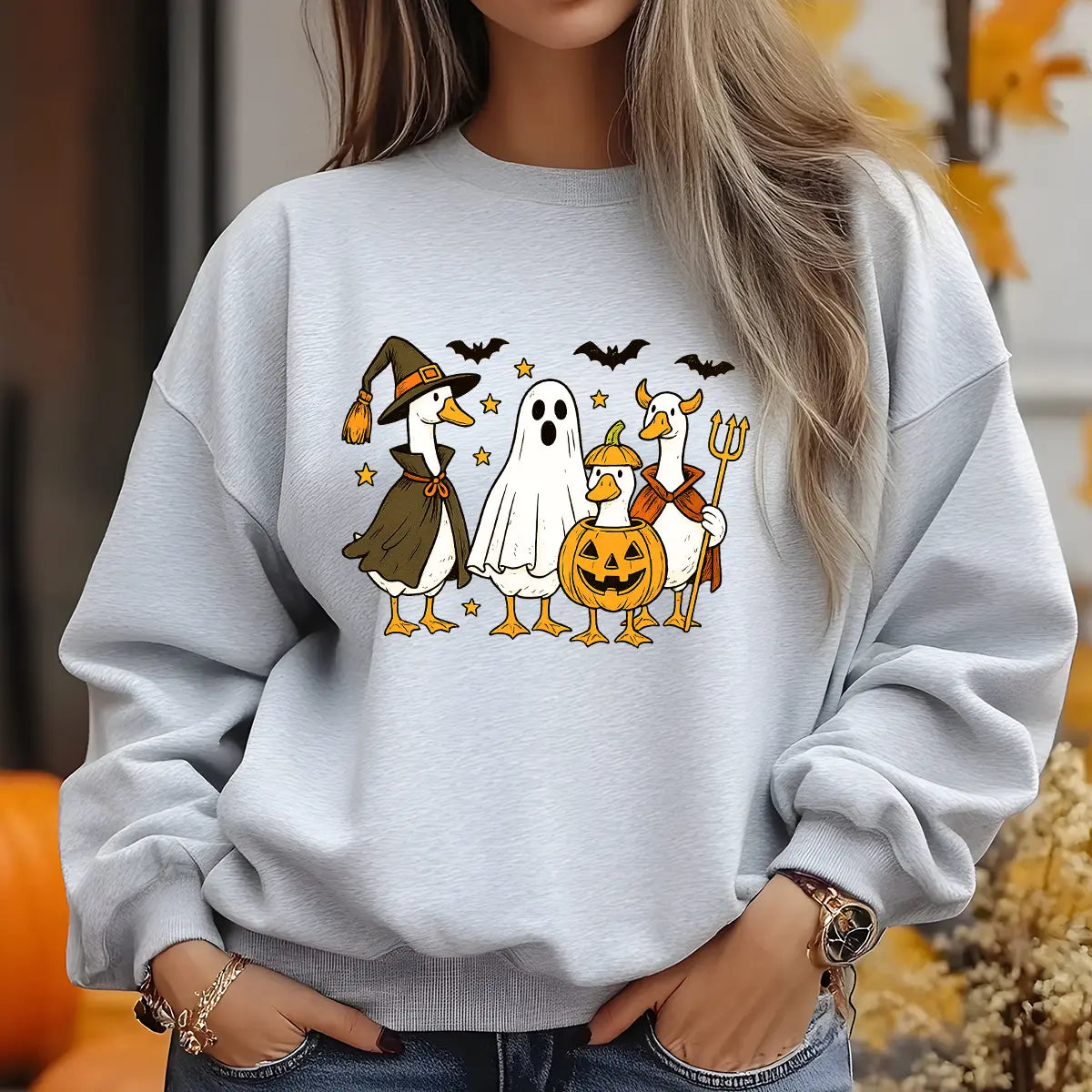 Sweatshirt featuring a Christmas-themed DTF transfer.