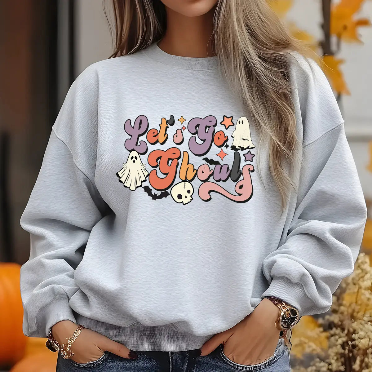 Sweatshirt featuring a Christmas-themed DTF transfer.