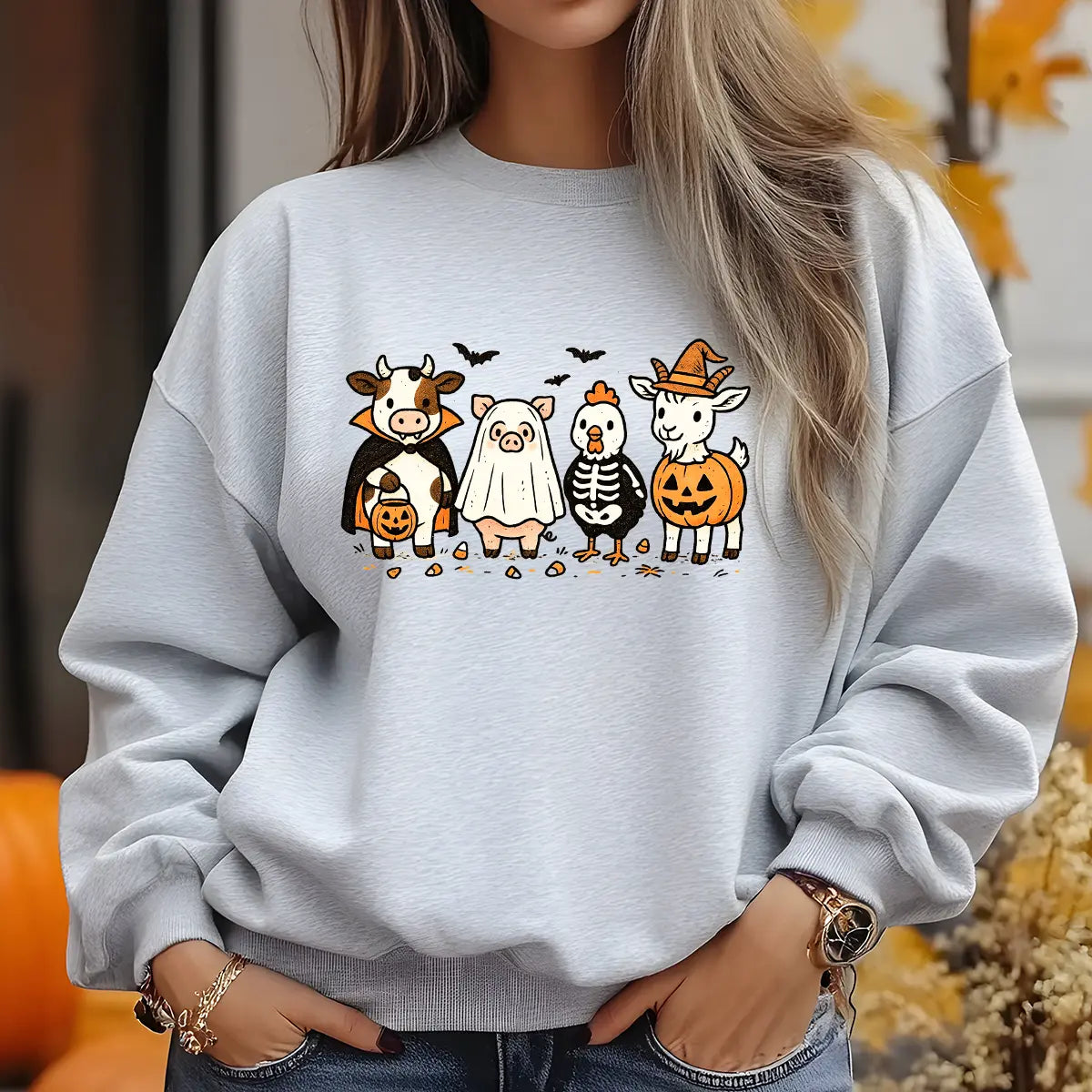 Sweatshirt featuring a Christmas-themed DTF transfer.