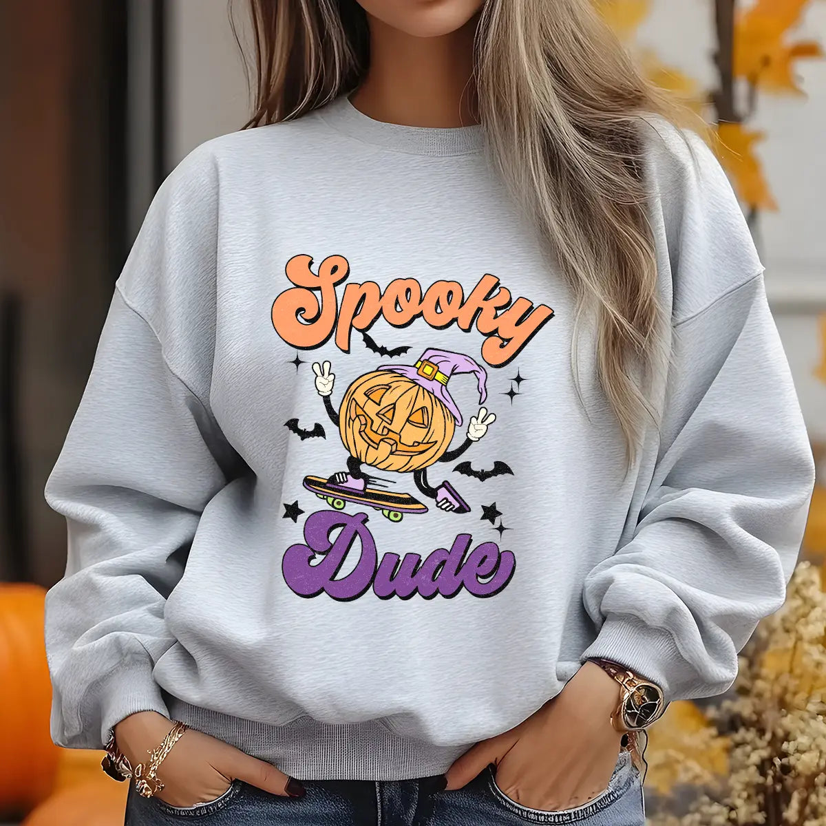 Sweatshirt featuring a Christmas-themed DTF transfer.