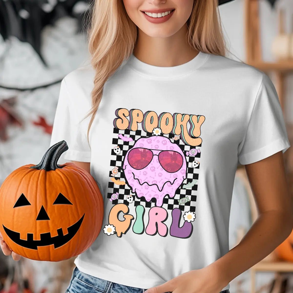 Sweatshirt featuring a Christmas-themed DTF transfer.