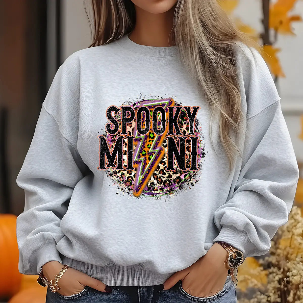 Sweatshirt featuring a Christmas-themed DTF transfer.