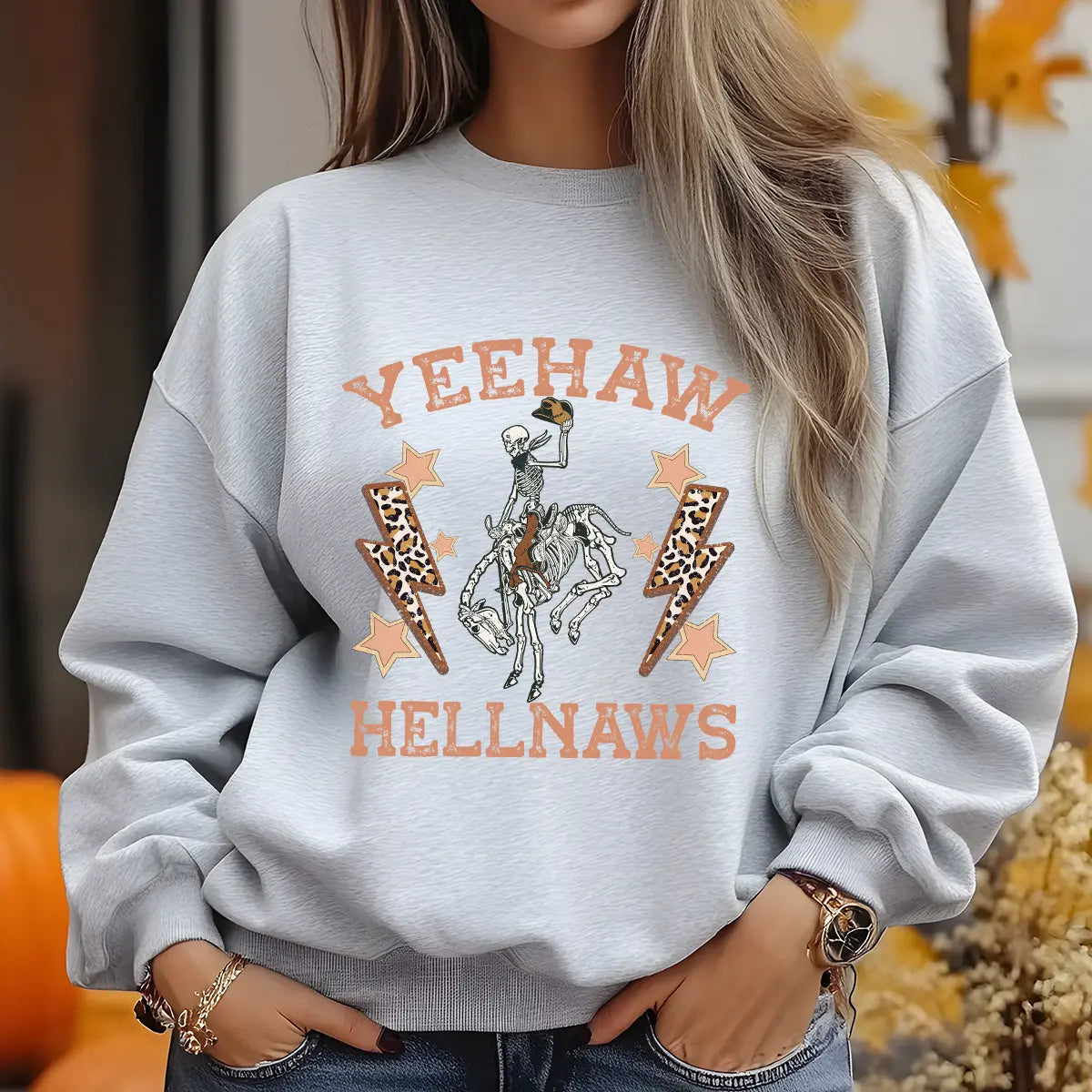 Sweatshirt featuring a Christmas-themed DTF transfer.
