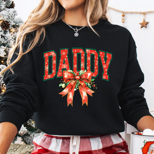 Sweatshirt featuring a Christmas-themed DTF transfer.