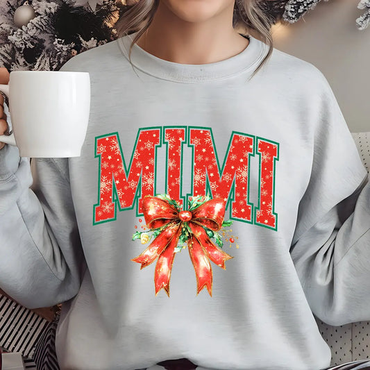 Sweatshirt featuring a Christmas-themed DTF transfer.