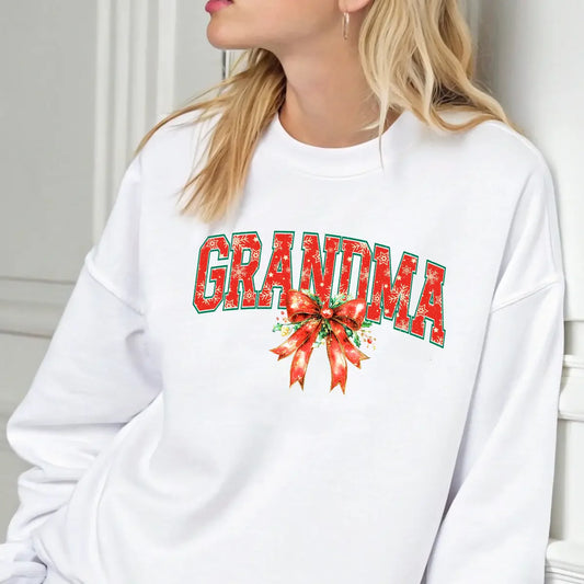 Sweatshirt featuring a Christmas-themed DTF transfer.