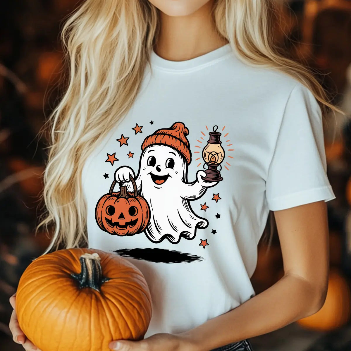 Sweatshirt featuring a Halloween-themed DTF transfer.