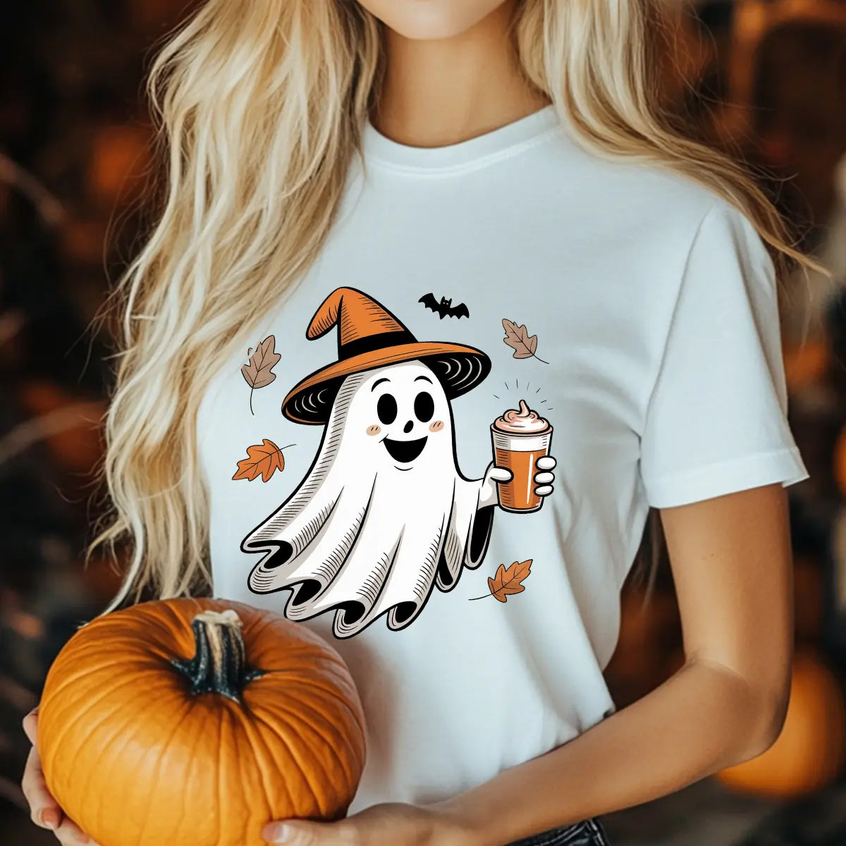 Sweatshirt featuring a Halloween-themed DTF transfer.