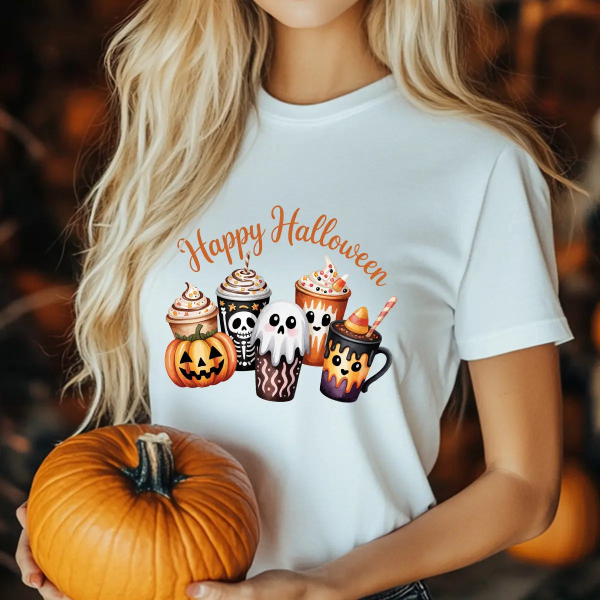Sweatshirt featuring a Halloween-themed DTF transfer.