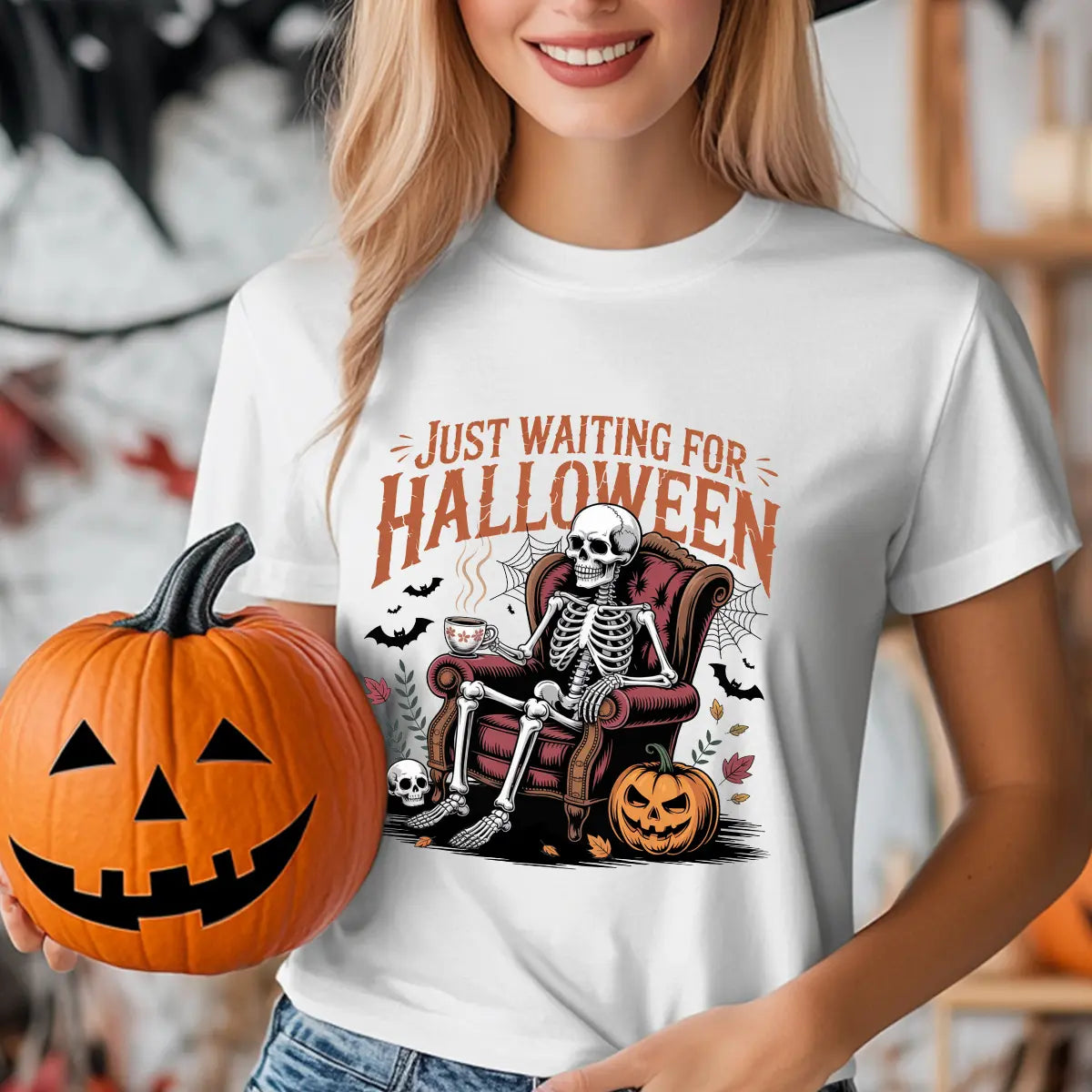 Sweatshirt featuring a Halloween-themed DTF transfer.