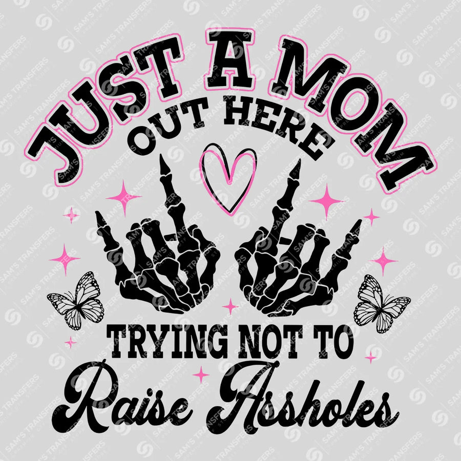 Just a Mom – Pink Heart & Stars DTF Transfer