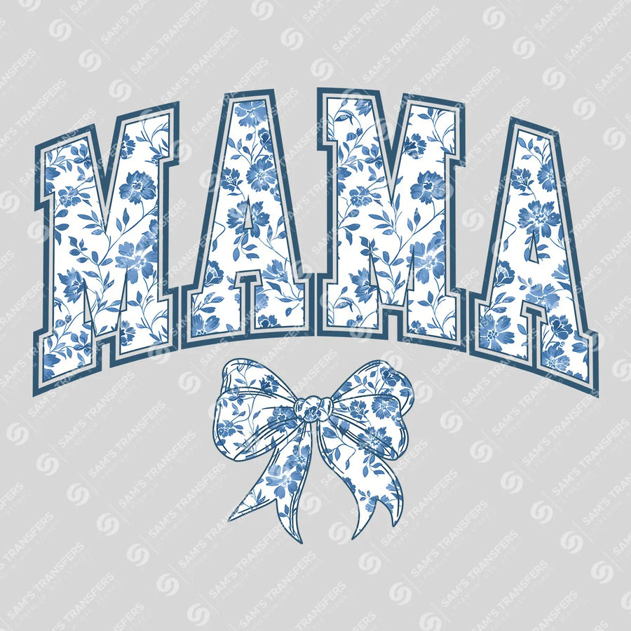 Blue Floral Bow Mama