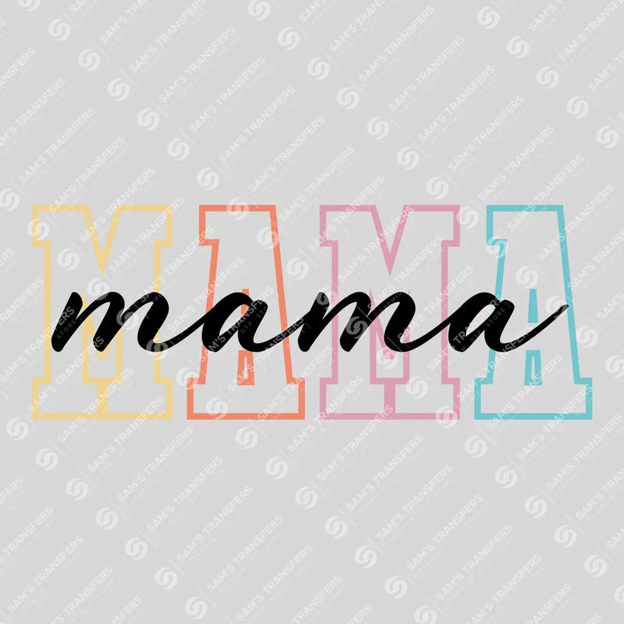 Pastel Block Mama – Stylish Script & Bold Lettering Design Mother's Day DTF Transfers