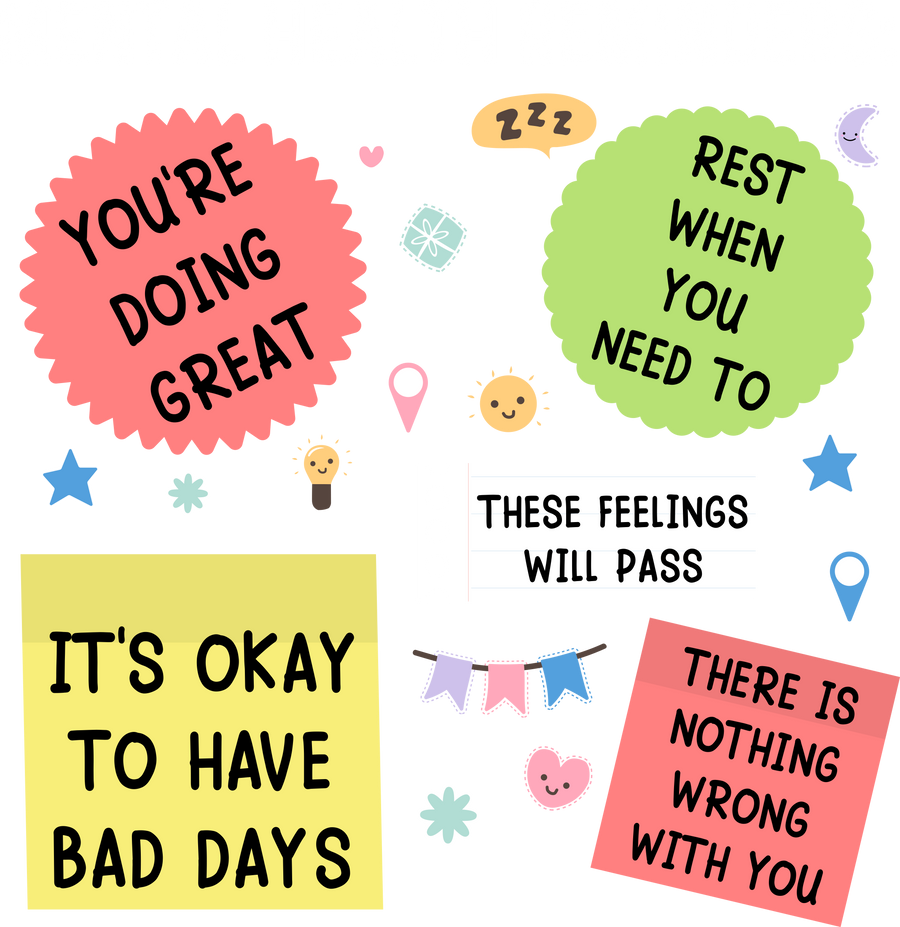 Mental Health Reminders – Uplifting Quotes Ready-to-Press DTF Transfer