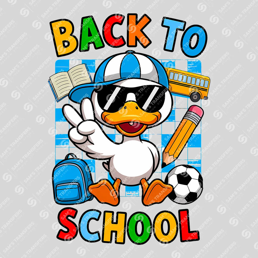 Back to School DTF Transfer – Cool Cartoon Duck Design