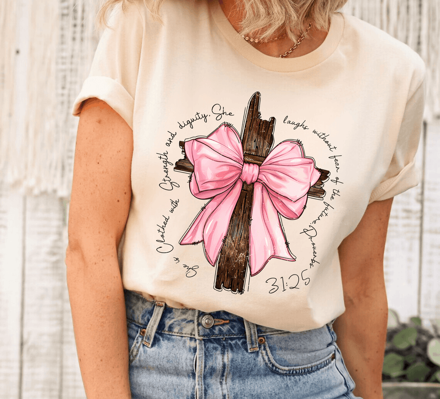 Strength and Dignity Cross DTF Transfer